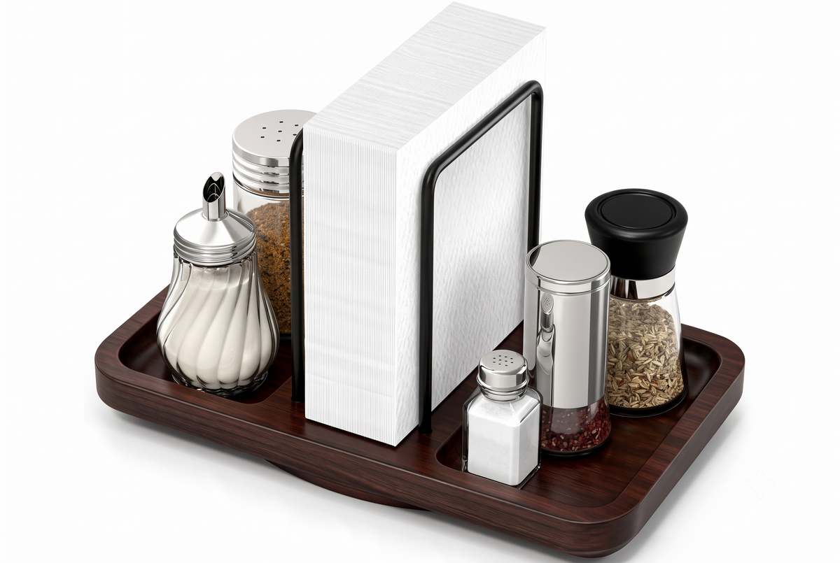 Premium Wooden Napkin Holder 360° Rotating Base