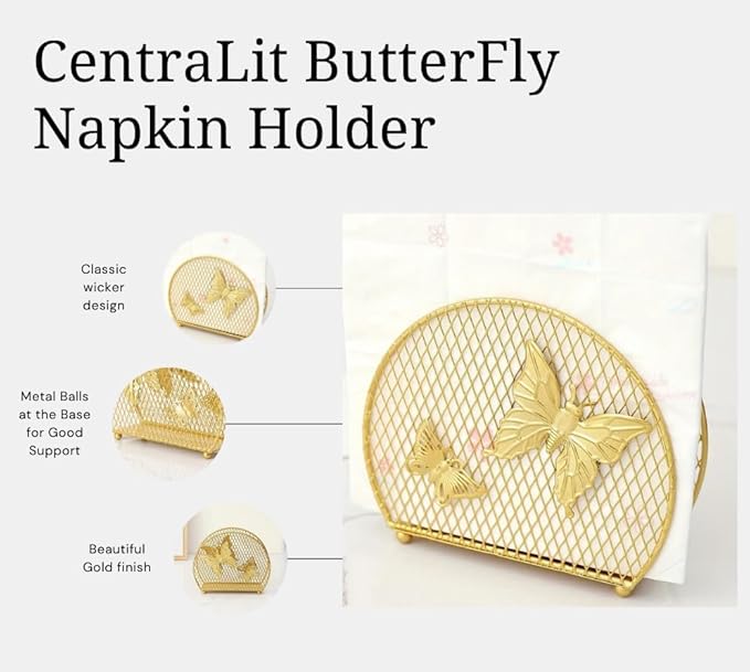 Butterfly Pattern Napkin Holder for Dining Table - Tissue Paper Stand for Kitchen, Home Décor, Office, Restaurant,