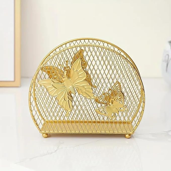 Butterfly Pattern Napkin Holder for Dining Table - Tissue Paper Stand for Kitchen, Home Décor, Office, Restaurant,