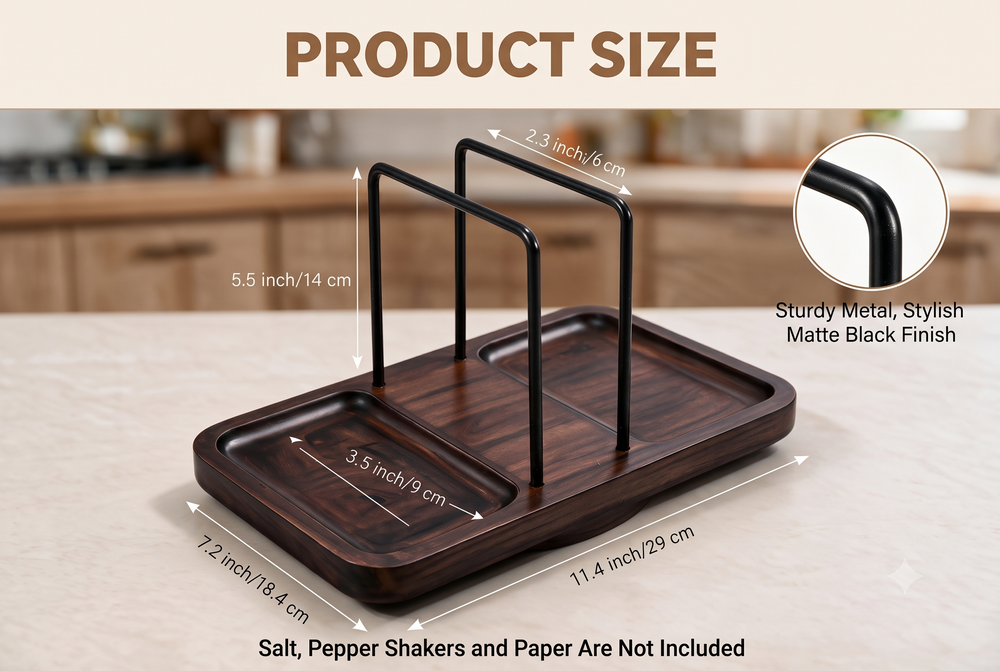 Premium Wooden Napkin Holder 360° Rotating Base