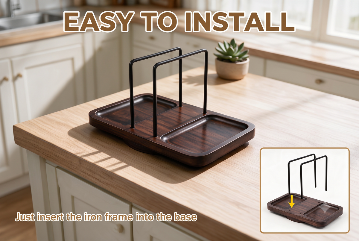 Premium Wooden Napkin Holder 360° Rotating Base