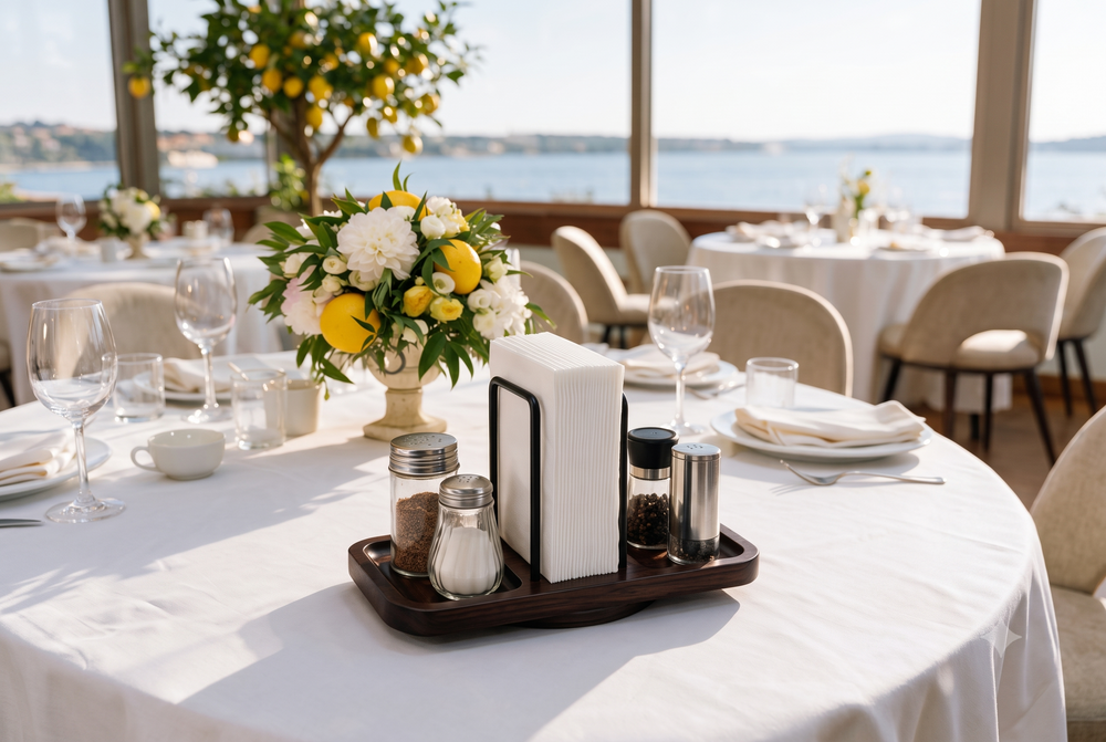 Premium Wooden Napkin Holder 360° Rotating Base